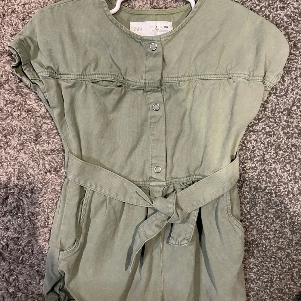 Zara Olive Button-Up Jumpsuit